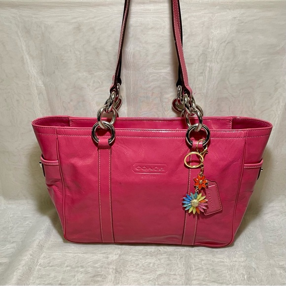 Coach Handbags - Coach Pink Patent Leather East/West Tote Bag